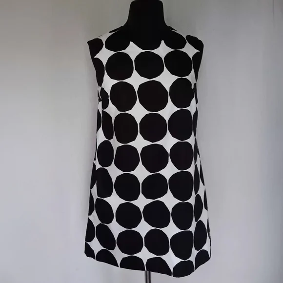 Marimekko "Pienet Kivet" Black and White Mod Sleeveless Mini Shift Dress - Picture 2 of 6